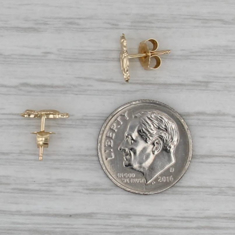 Classic Winnie the Pooh Stud Earrings 14k Yellow Gold Disney Cartoon
