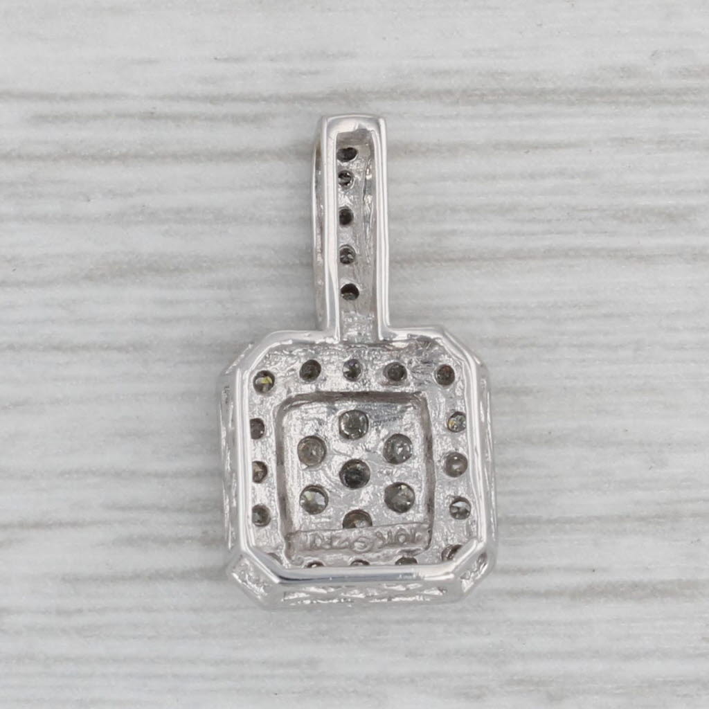 Gray 0.20ctw Diamond Halo Pendant 10k White Gold Small Drop