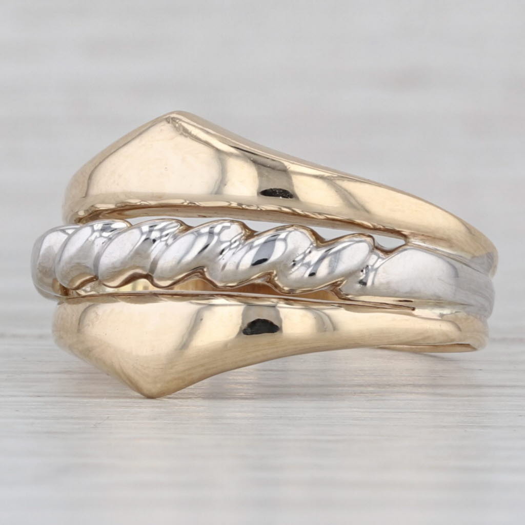 2-Toned Scalloped Ring 14k White Yellow Gold Size 7 Band