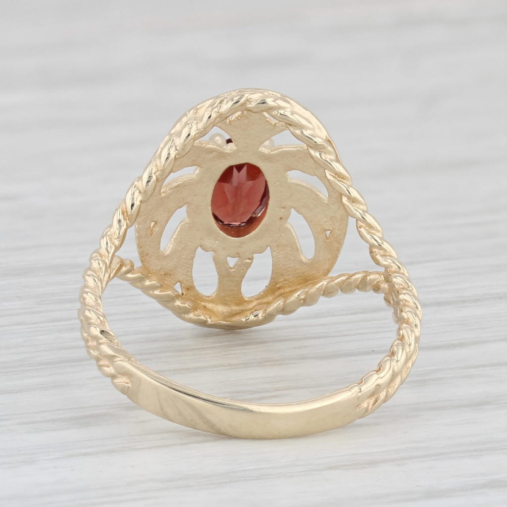 Light Gray 0.54ct Garnet Openwork Ring 10k Yellow Gold Size 5.75 Oval Solitaire