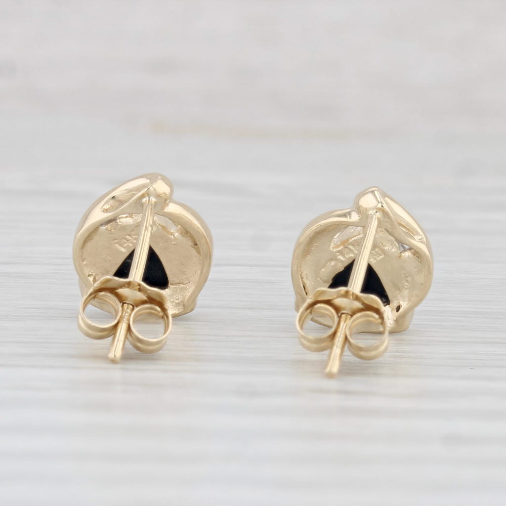 Light Gray Opal Diamond Stud Earrings 14k Yellow Gold