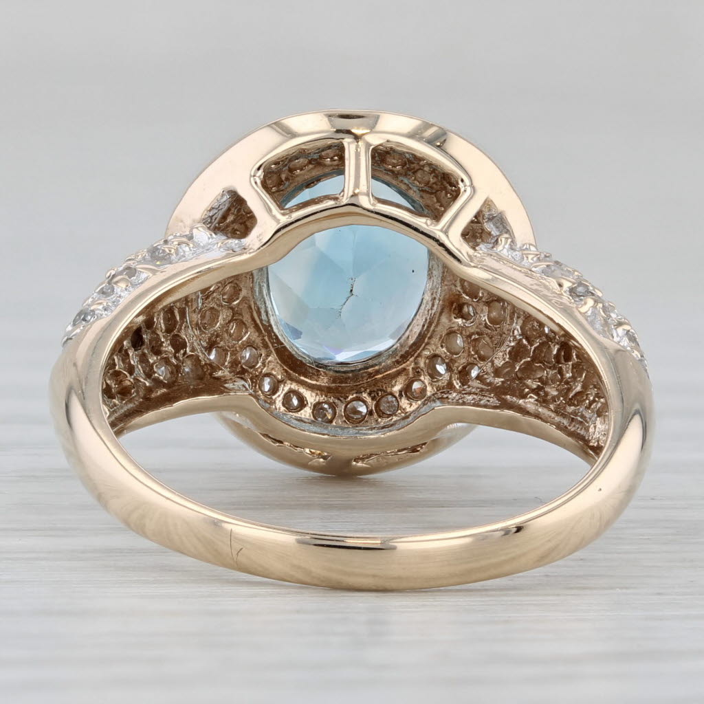 Gray 3.48ctw Blue Topaz Diamond Halo Ring 10k Yellow Gold Size 8