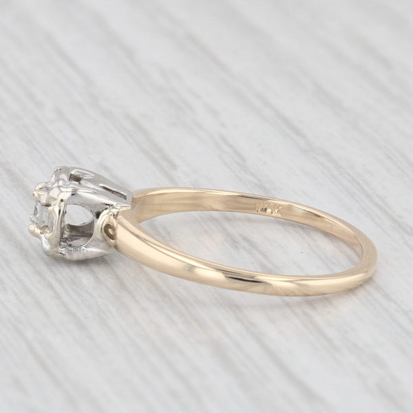 Vintage 0.23ctw Round Diamond Halo 14k Yellow Gold Engagement Ring Size 6