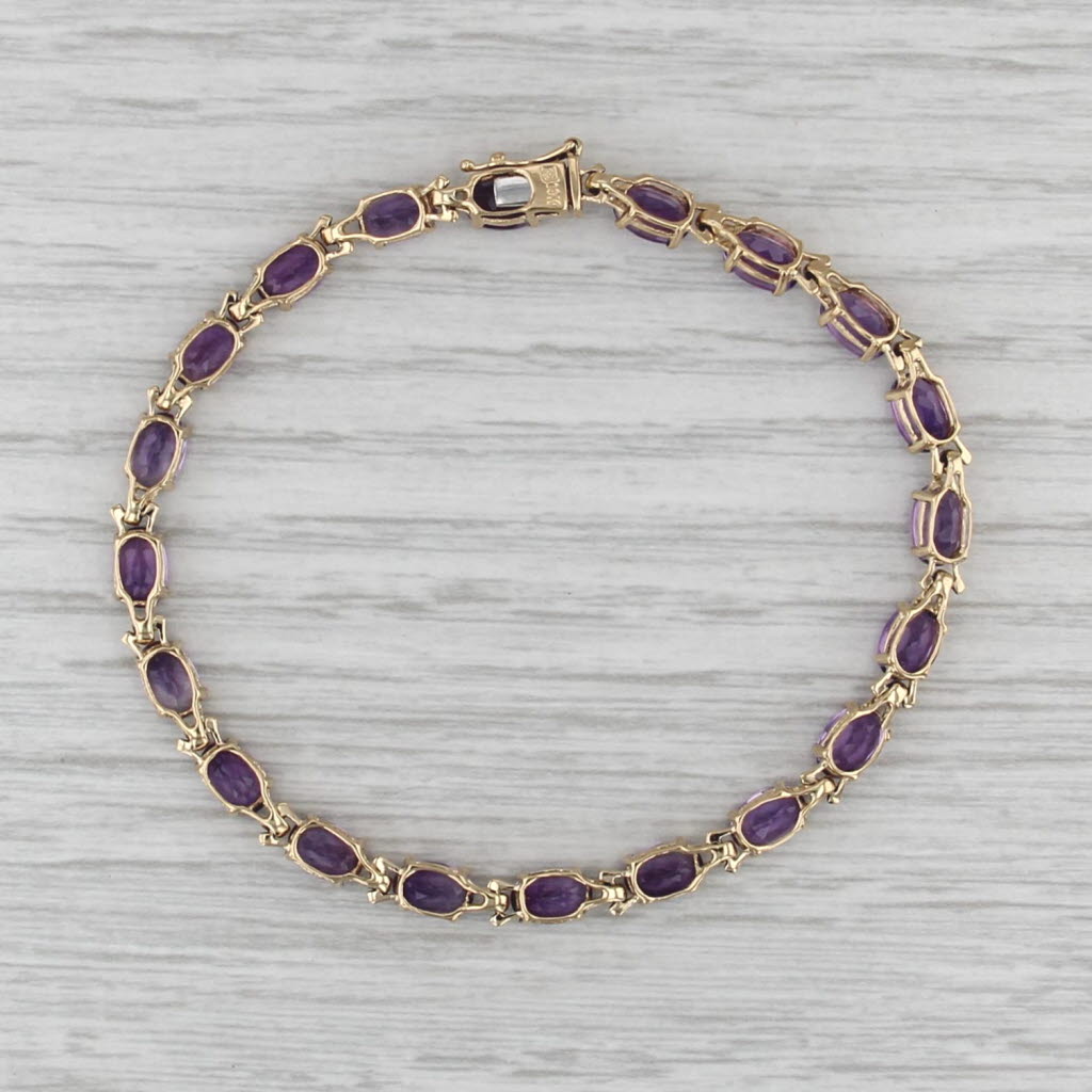 8.70ctw Amethyts Tennis Bracelet 18k Yellow Gold 7.5" 4.2mm