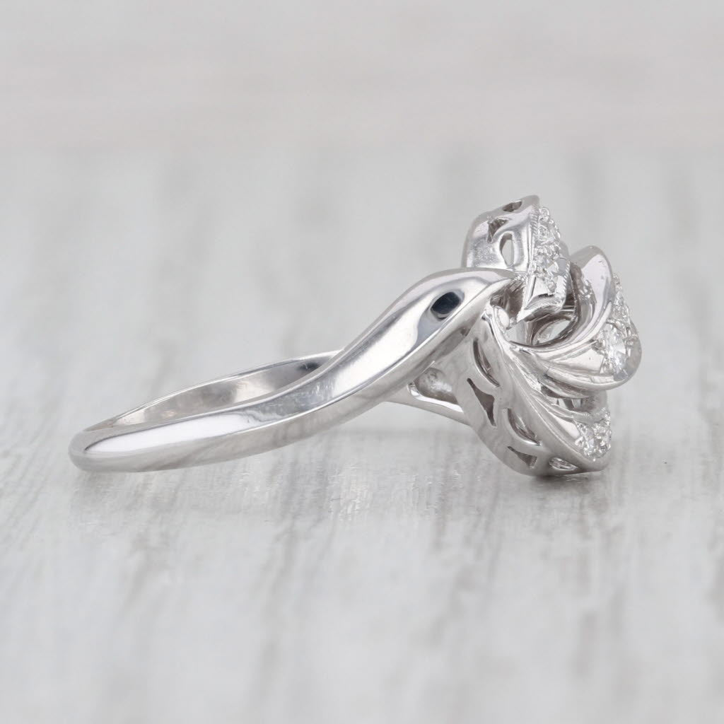 0.18ctw Scalloped Diamond Ring 14k White Gold Size 7.5