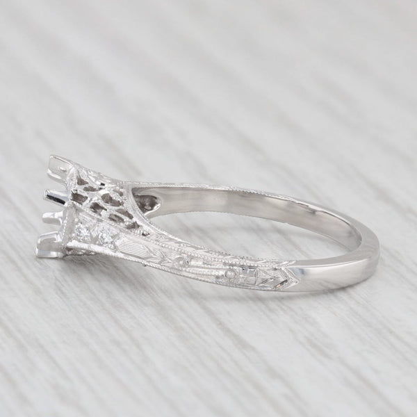 New Whitehouse Vintage Style Floral Filigree Platinum Semi Mount Engagement Ring