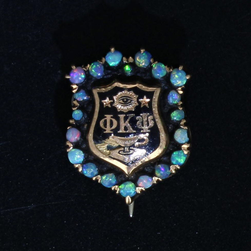 Black Phi Kappa Psi Opal Shield Badge 14k Gold Enamel Fraternity Pin Antique 1904