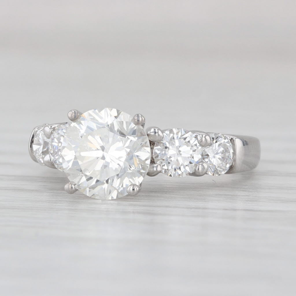 Vintage 2.47ctw Round Diamond Engagement Ring 14k White Gold Size 4.5