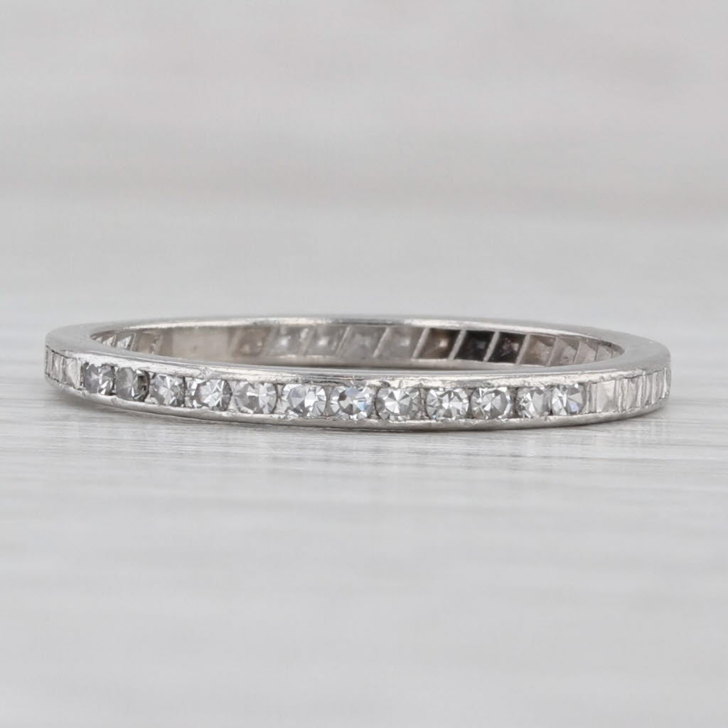 Art Deco Traub 0.15ctw Diamond Wedding Band Platinum Size 8 Stackable Ring