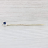 Light Gray Antique 0.35ct Lab Created Blue Sapphire Stickpin 14k Gold Platinum