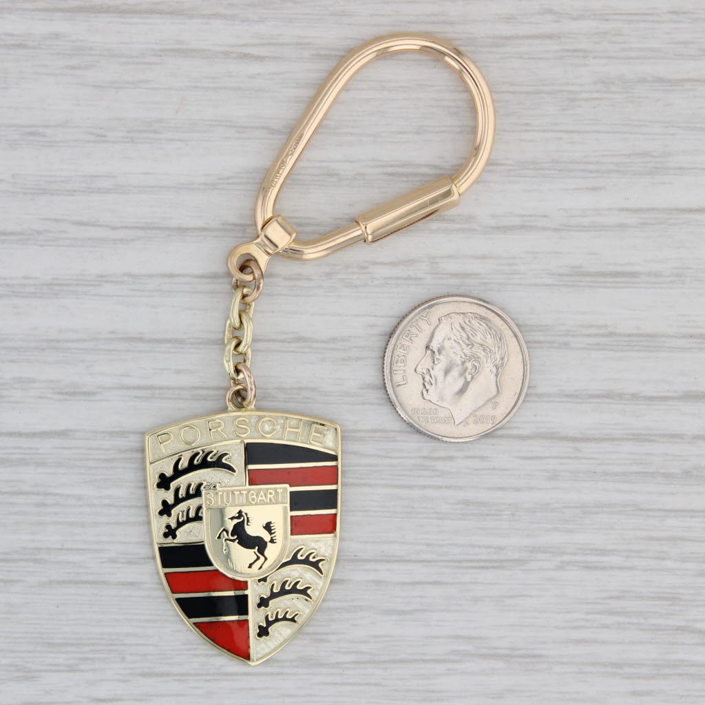 Gray Porsche Key Chain Fob Stuttgart Coat of Arms German Car Collectible Souvenir