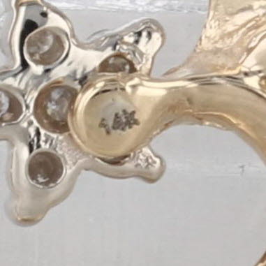 Diamond Flower Open Heart Pendant 14k Yellow Gold Small Drop