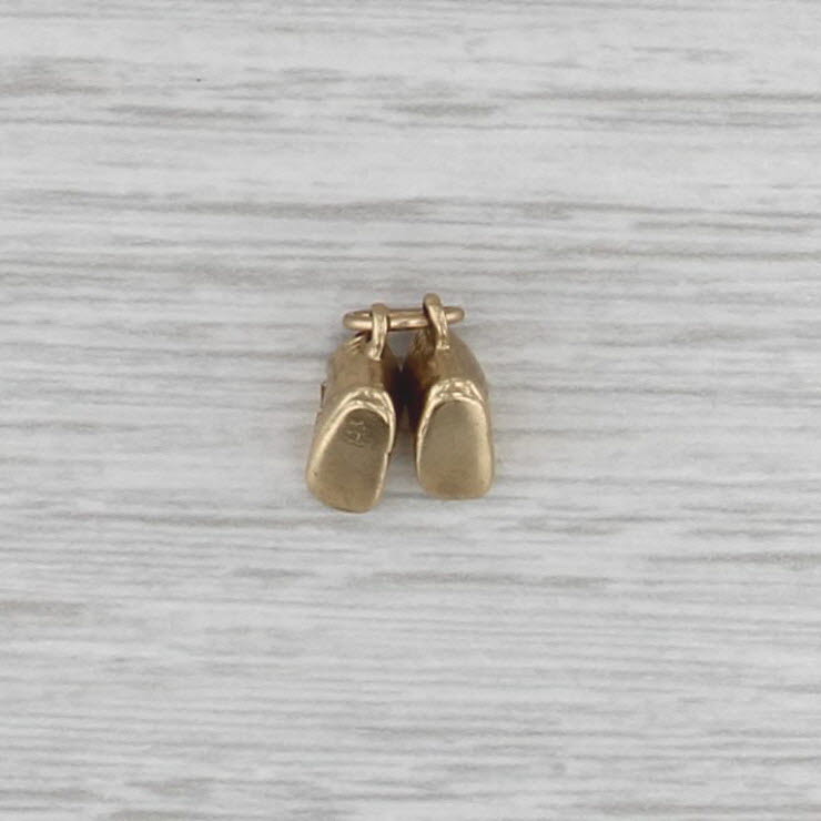 Vintage Baby Booties Shoes Charm 14k Yellow Gold New Mom Keepsake Pendant