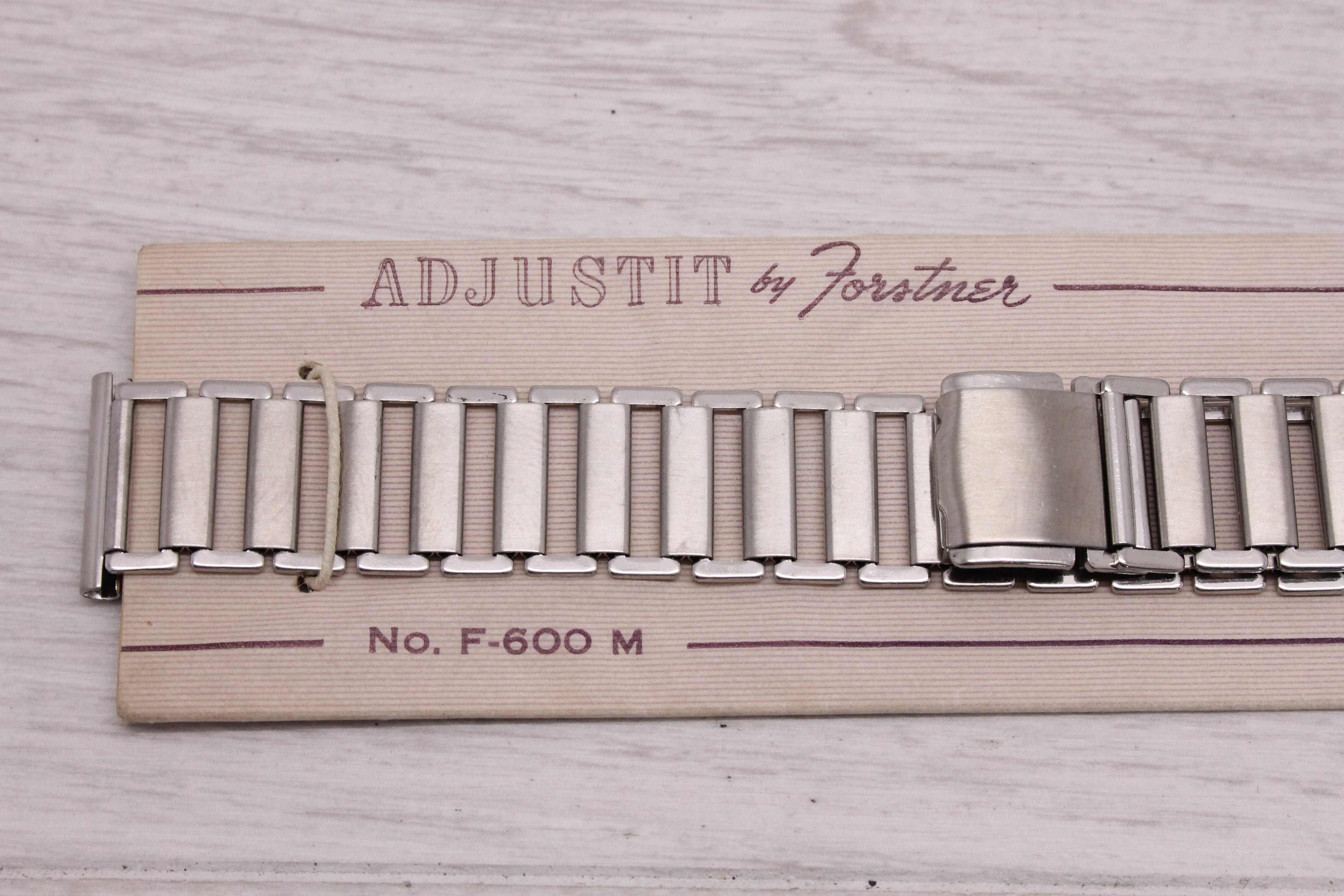 Gray Vintage Forstner Adjustit 16mm Steel Wrist Watch Ladder Bracelet NOS Unworn Band