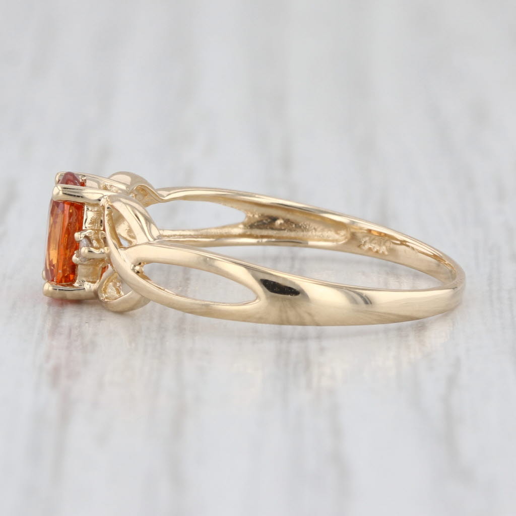 0.98ctw Orange Spessartine Garnet Diamond Ring 14k Yellow Gold Size 8.25