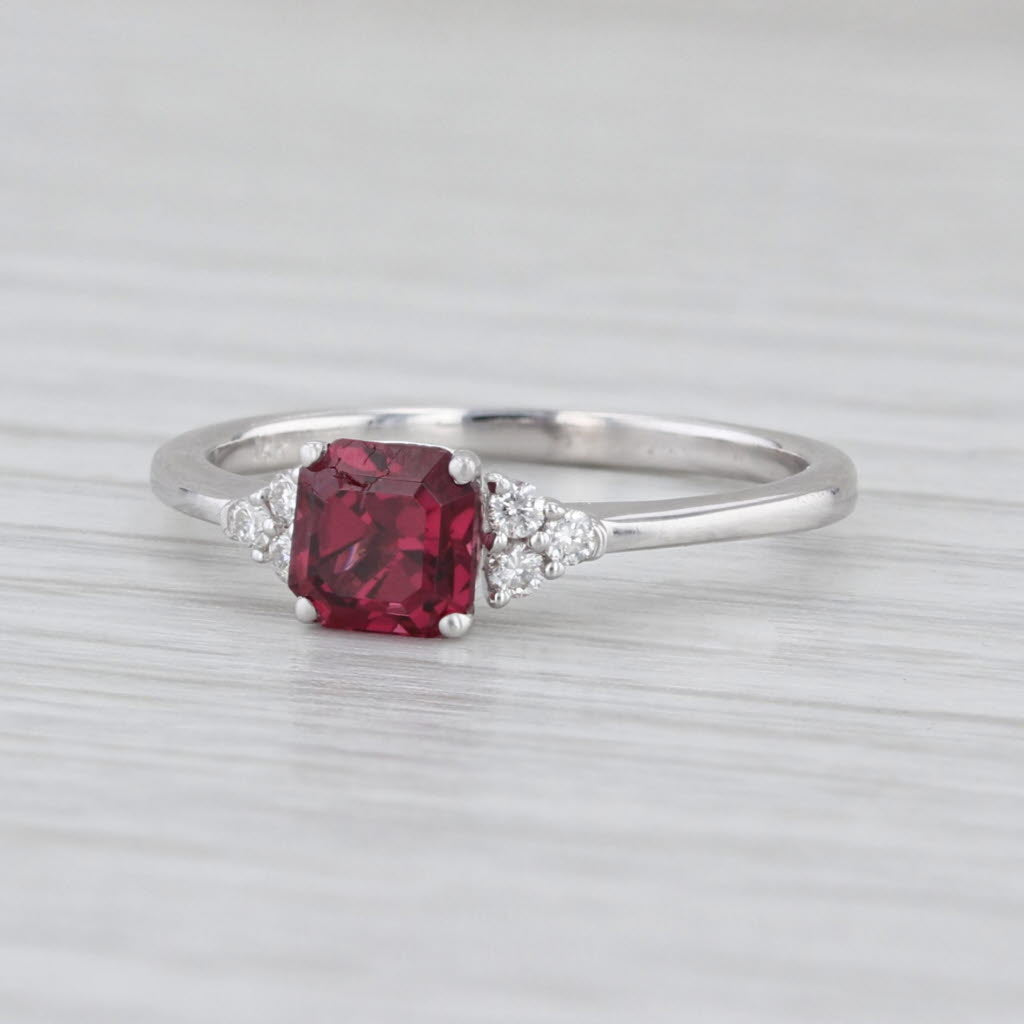 1.04ctw Rhodolite Garnet Diamond Ring 14k White Gold Size 5.75