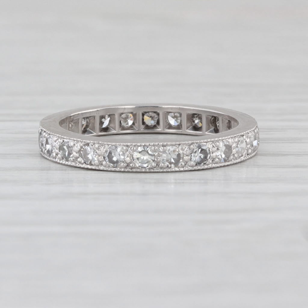 Vintage 0.70ctw Diamond Eternity Band 900 Platinum Wedding Ring Annivesary