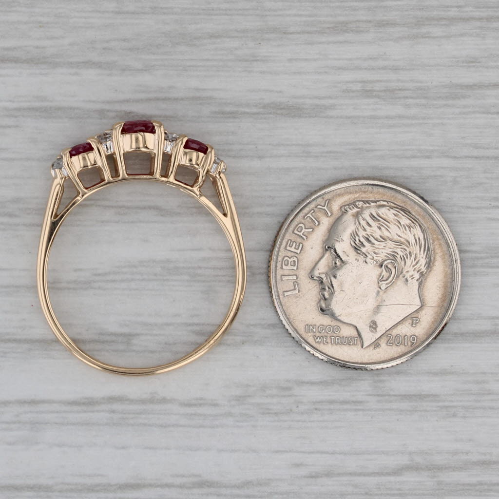Dark Gray 1ctw Ruby Diamond Ring 14k Yellow Gold 3-Stone Size 7 Stackable