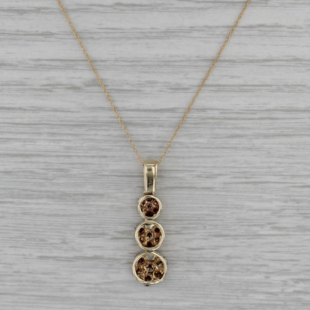 0.77ctw Diamond Clusters Journey Pendant Necklace 10k Yellow Gold 18.25"