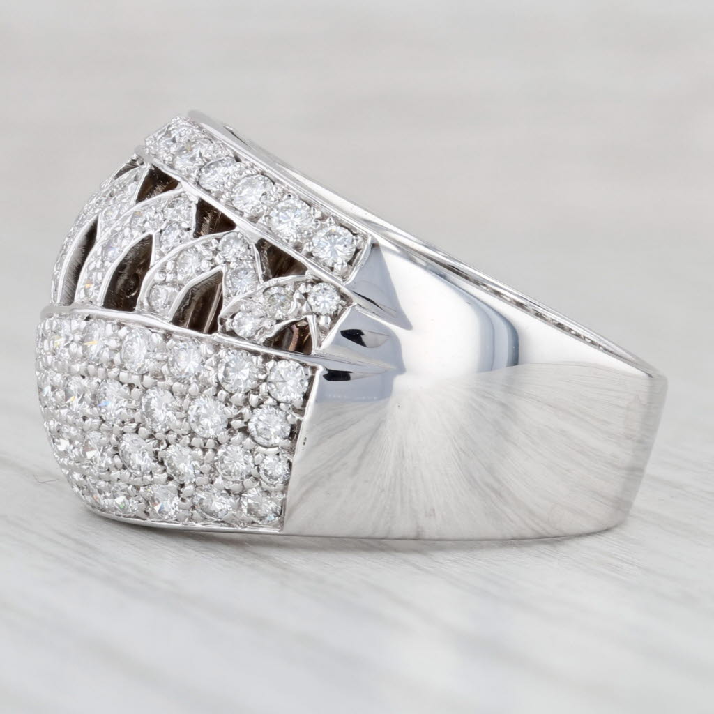 Light Gray 1.50ctw Damiani Princess Ring 18k White Gold Size 7.25 Cocktail Band