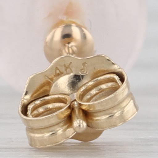 Rose Quartz Bead Stud Earrings 14k Yellow Gold 7.8mm Solitaire Studs