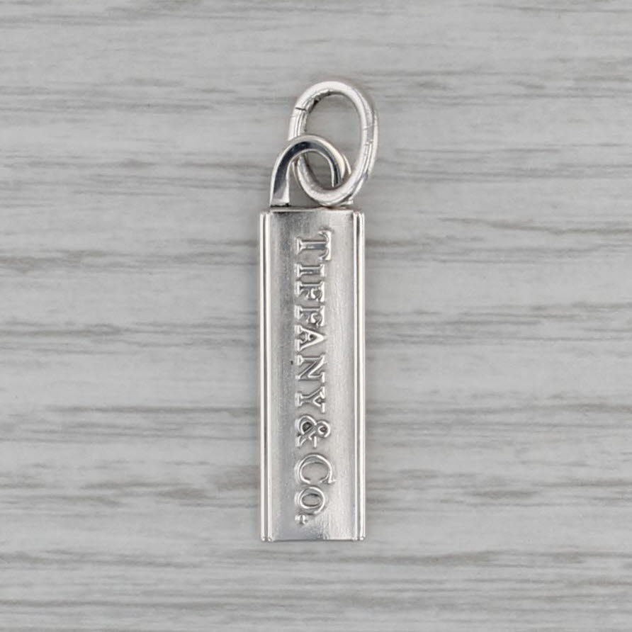 Tiffany & Co Street Sign Tag Charm w/ Pouch Sterling Silver Pendant
