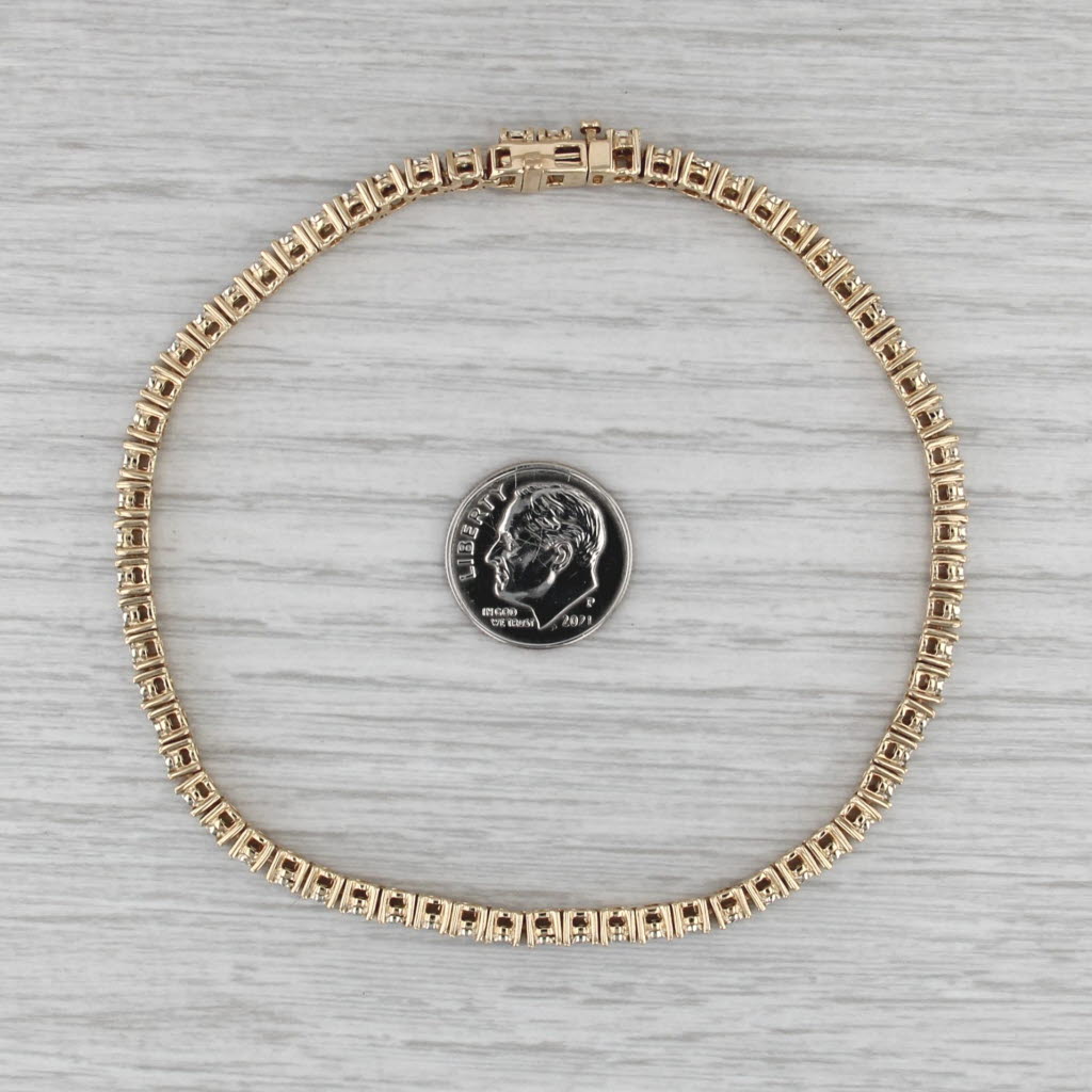 1.70ctw Diamond Tennis Bracelet 14k Yellow Gold 9" 3.8mm