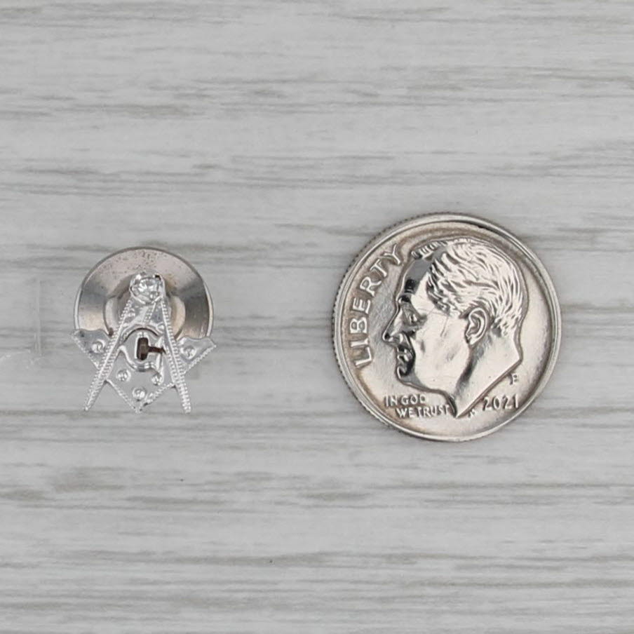 Vintage Masonic Tie Tac Pin 14k Gold Square Compass Blue Lodge