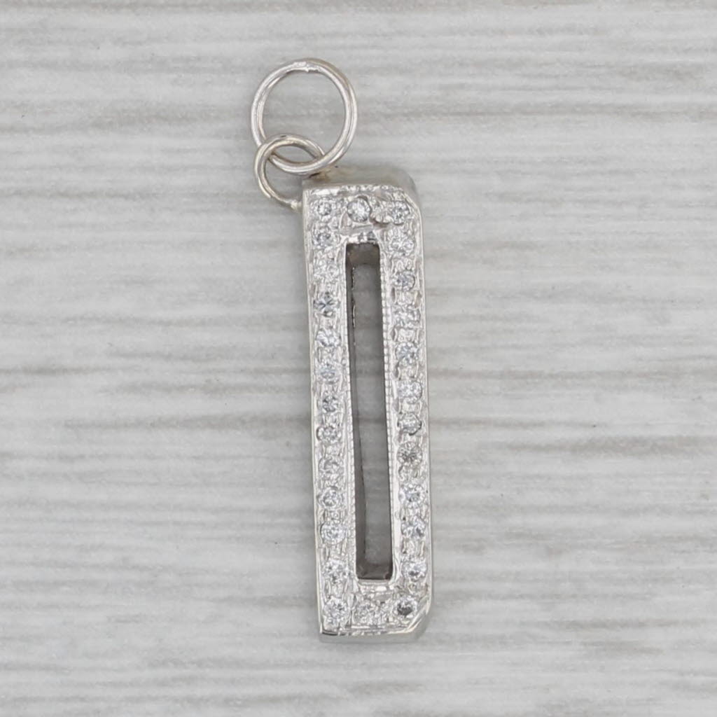 Gray 0.12ctw Diamond Letter Initial D Charm 14k White Gold Pendant