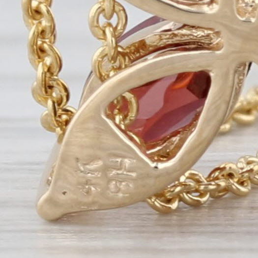 6.04ctw Garnet Flower Citrine Teardrop Pendant Necklace 14k Yellow Gold 18"