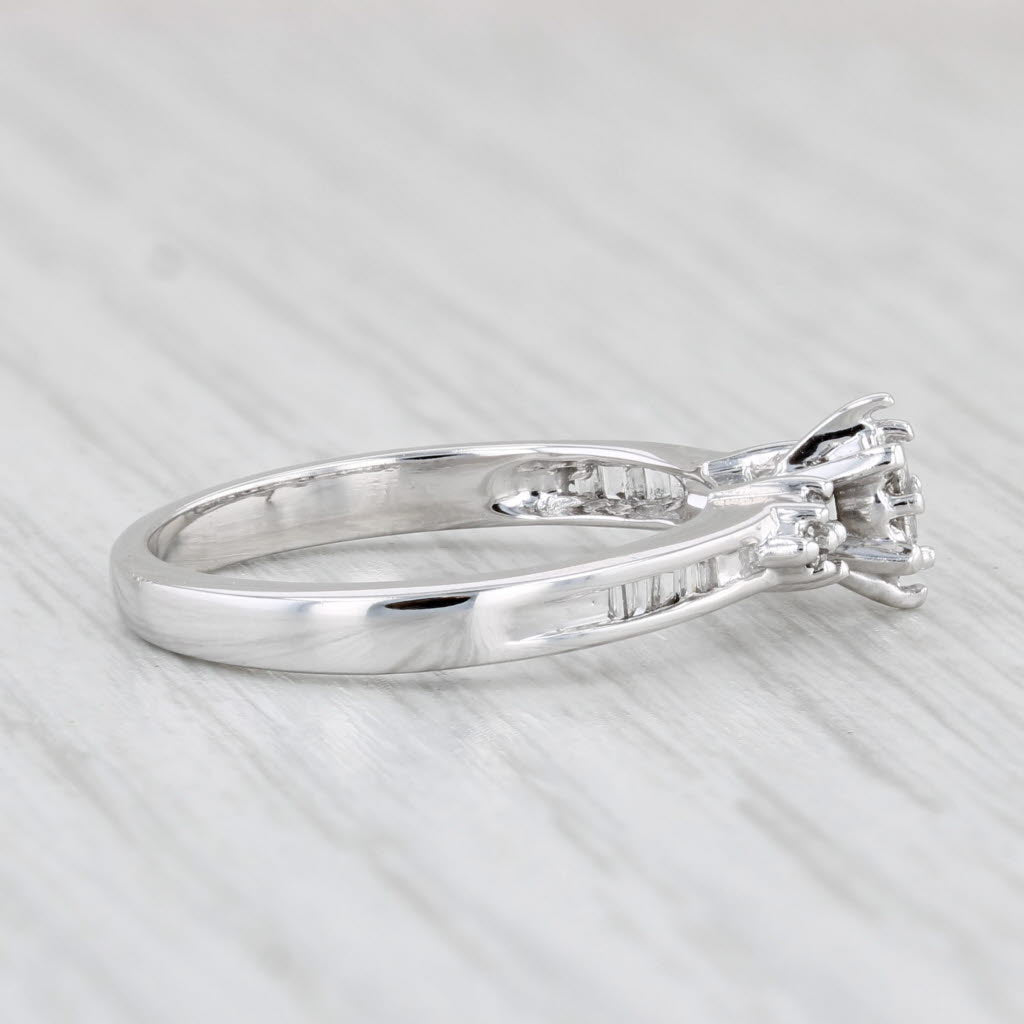 Light Gray 0.18ctw Marquise Diamond Engagement Ring 10k White Gold Size 7