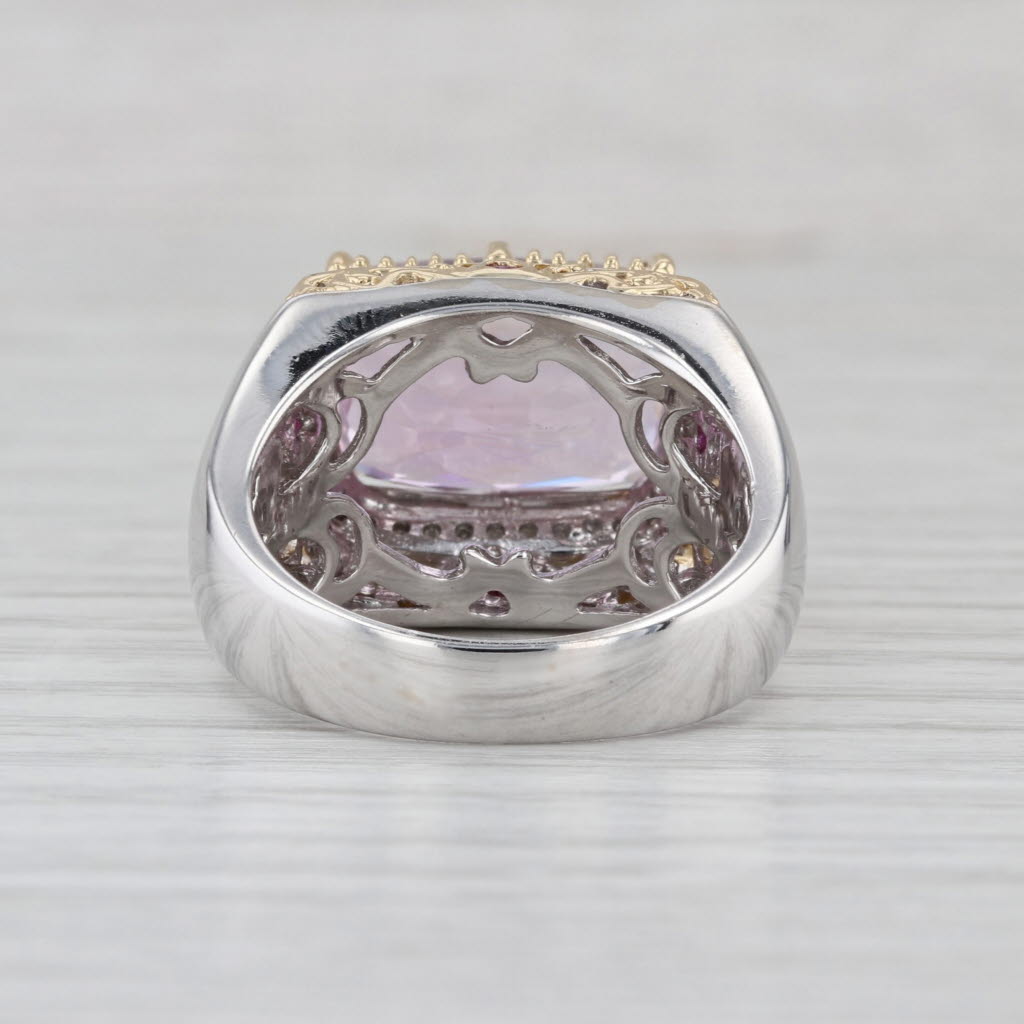 8.18ctw Pink Kunzite Sapphire Diamond Halo Ring 14k Yellow White Gold Size 9