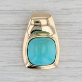 Turquoise Pendant 14k Yellow Gold Cushion Cabochon Solitaire