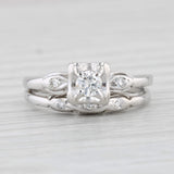 Vintage Art Carved 0.21ctw Diamond Engagement Ring Wedding Band Bridal 14k Gold