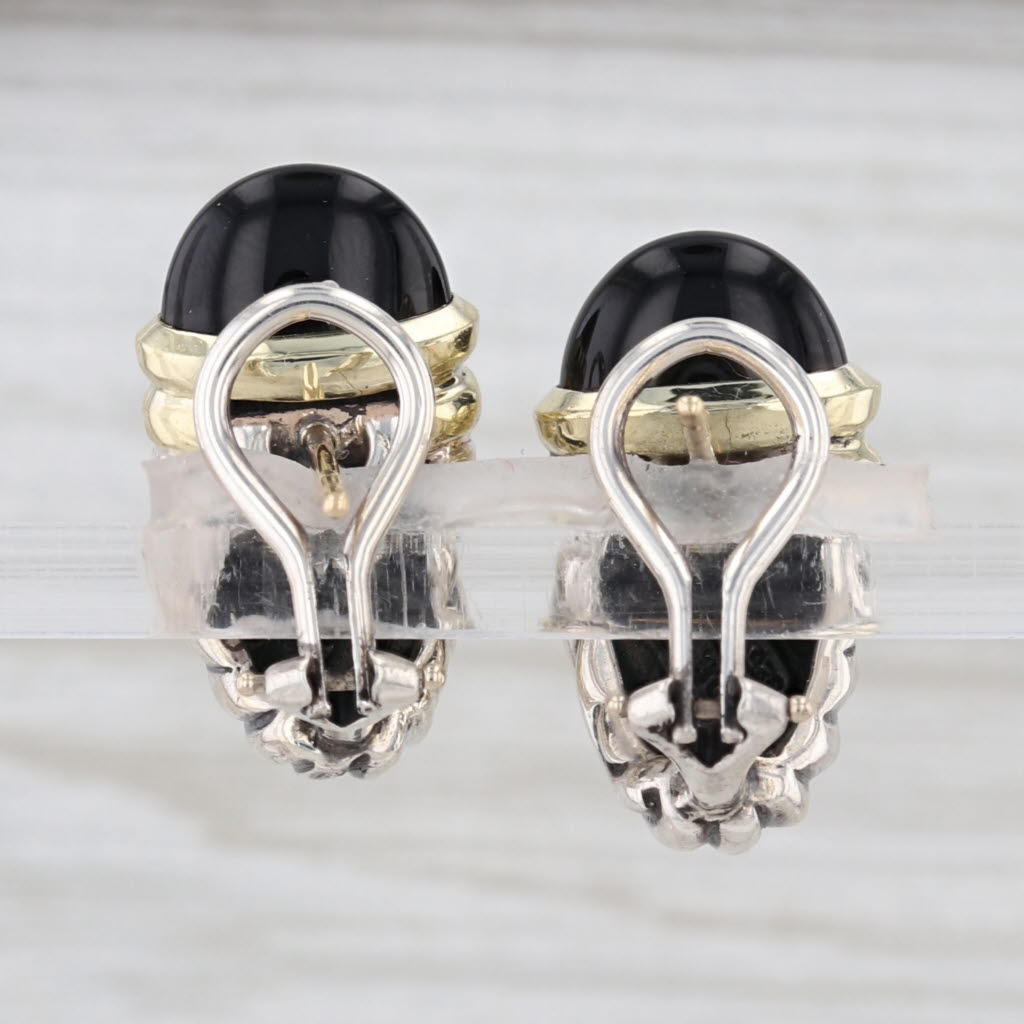 David Yurman Onyx Shrimp Earrings Sterling Silver 14k Gold Omega Backs