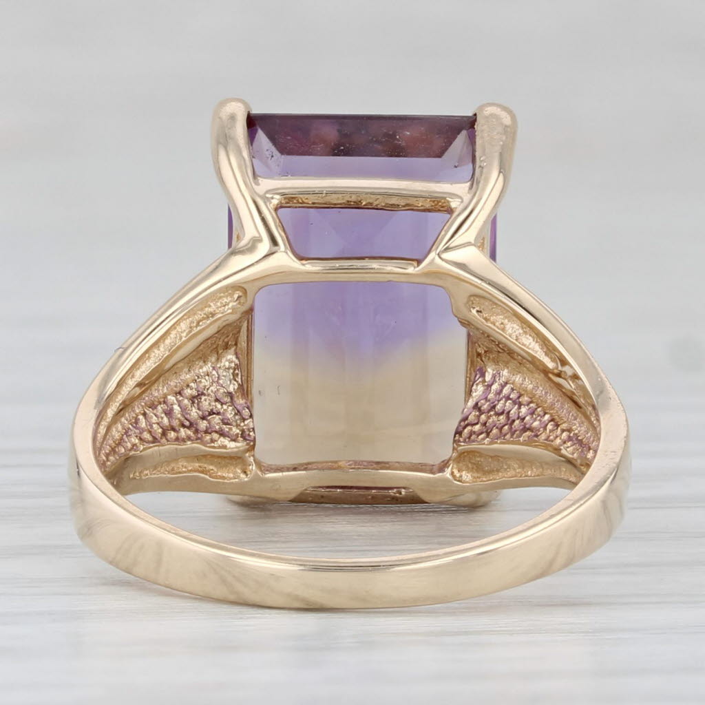 Gray 6.50ct Purple Ametrine 10k Yellow Gold Ring 10k Yellow Gold Size 7 Emerald Cut