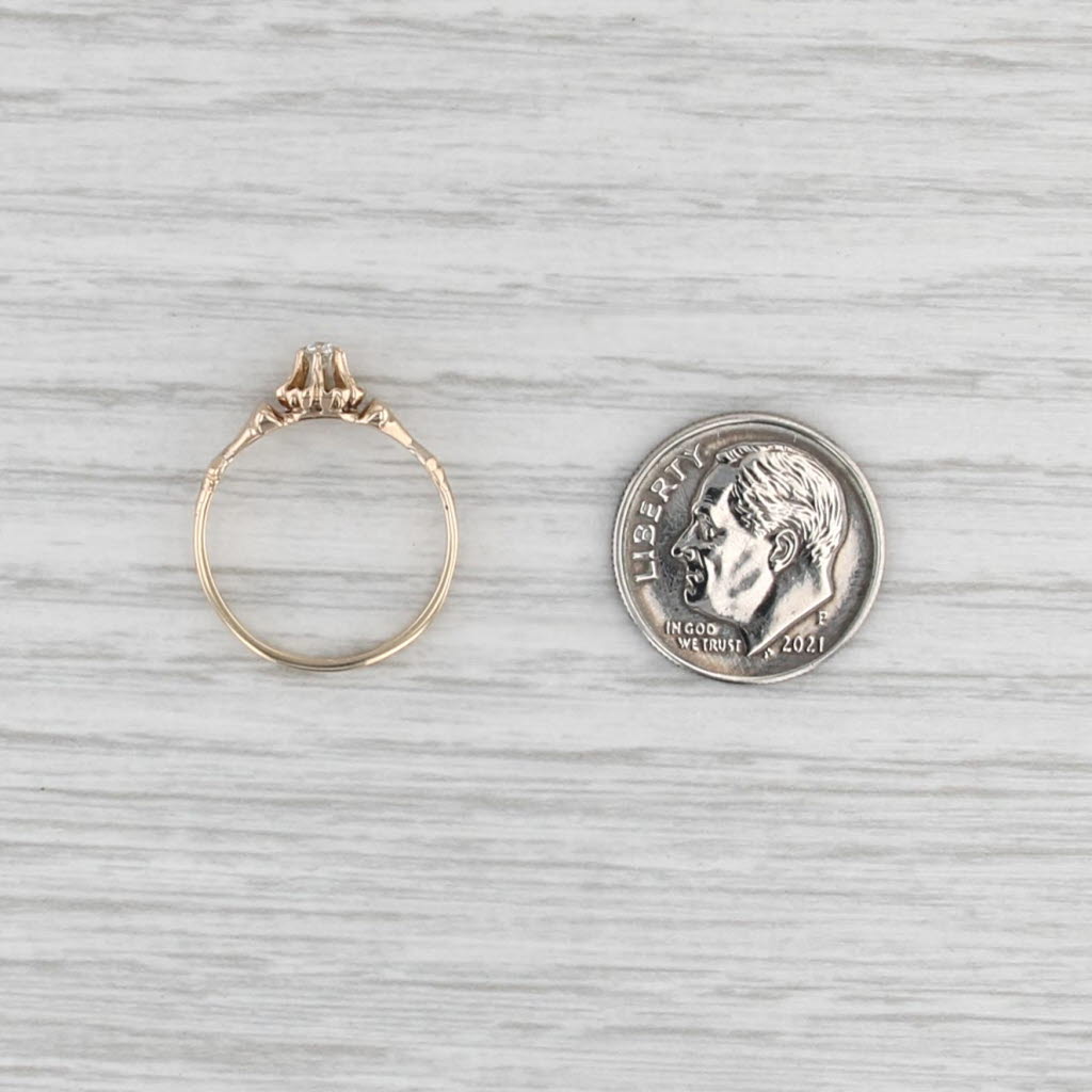 Antique Diamond Solitaire Ring 14k Yellow Gold Size 5