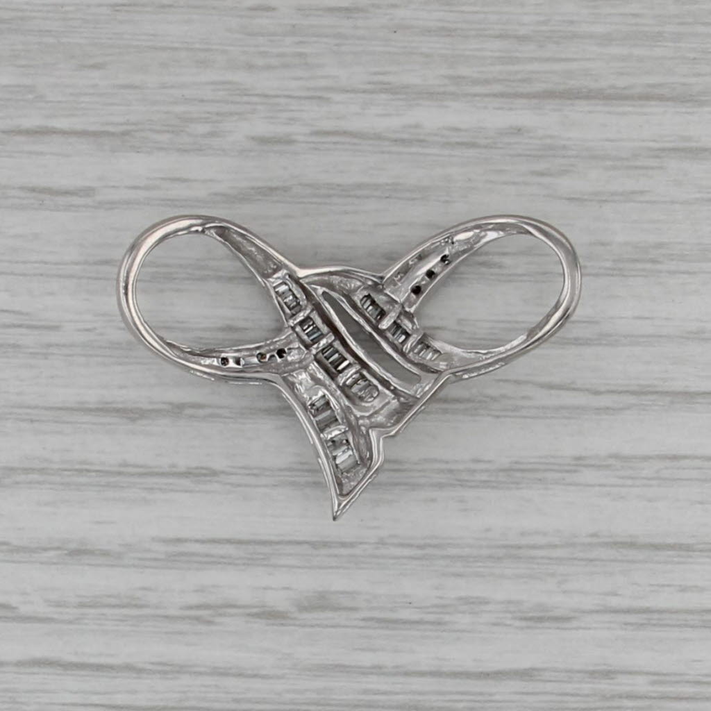 0.52ctw Diamond Bow Slide Pendant 14k White Gold Statement