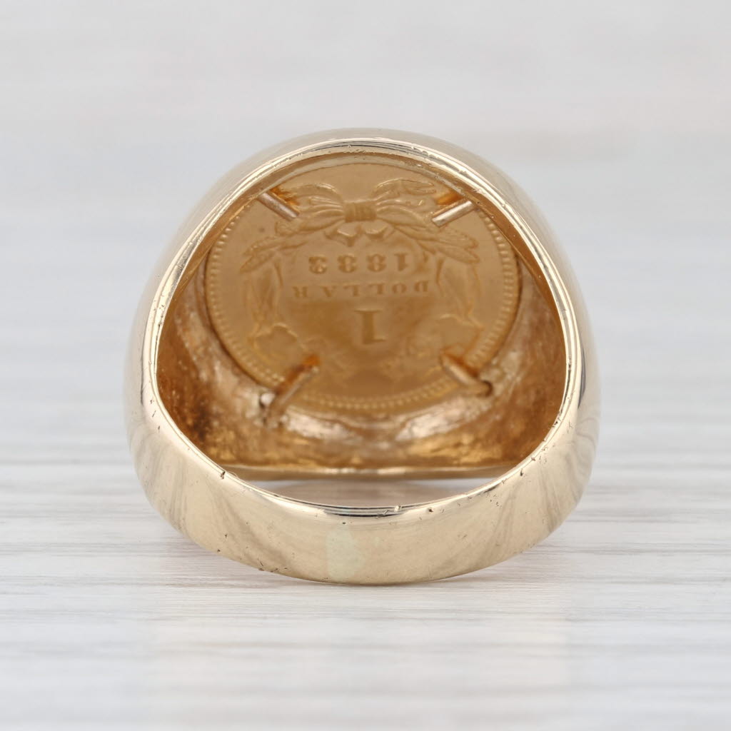 Authentic One Dollar 1883 Gold US Liberty Coin Ring 14k 900 Gold Size 8.5 Signet