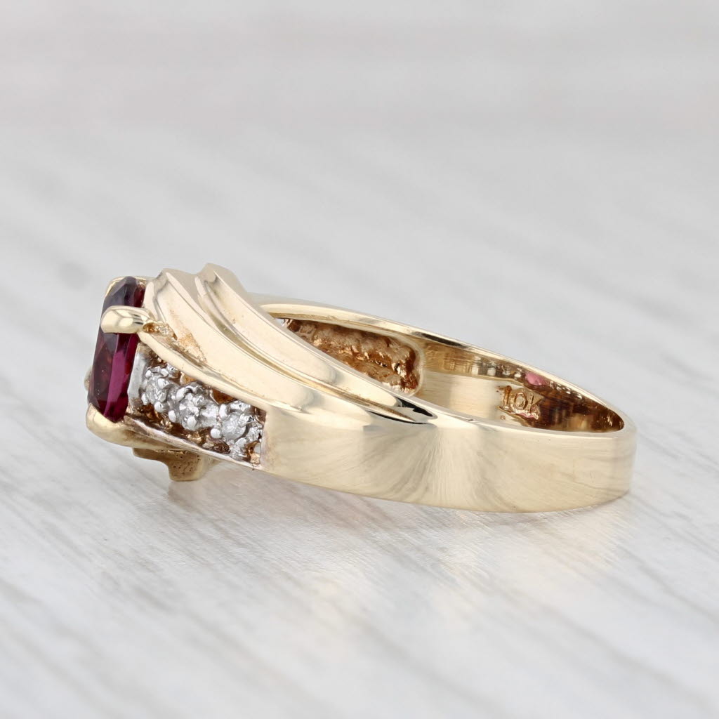 Light Gray 0.94ctw Oval Rhodolite Garnet Diamond Ring 10k Yellow Gold Size 7 Bypass