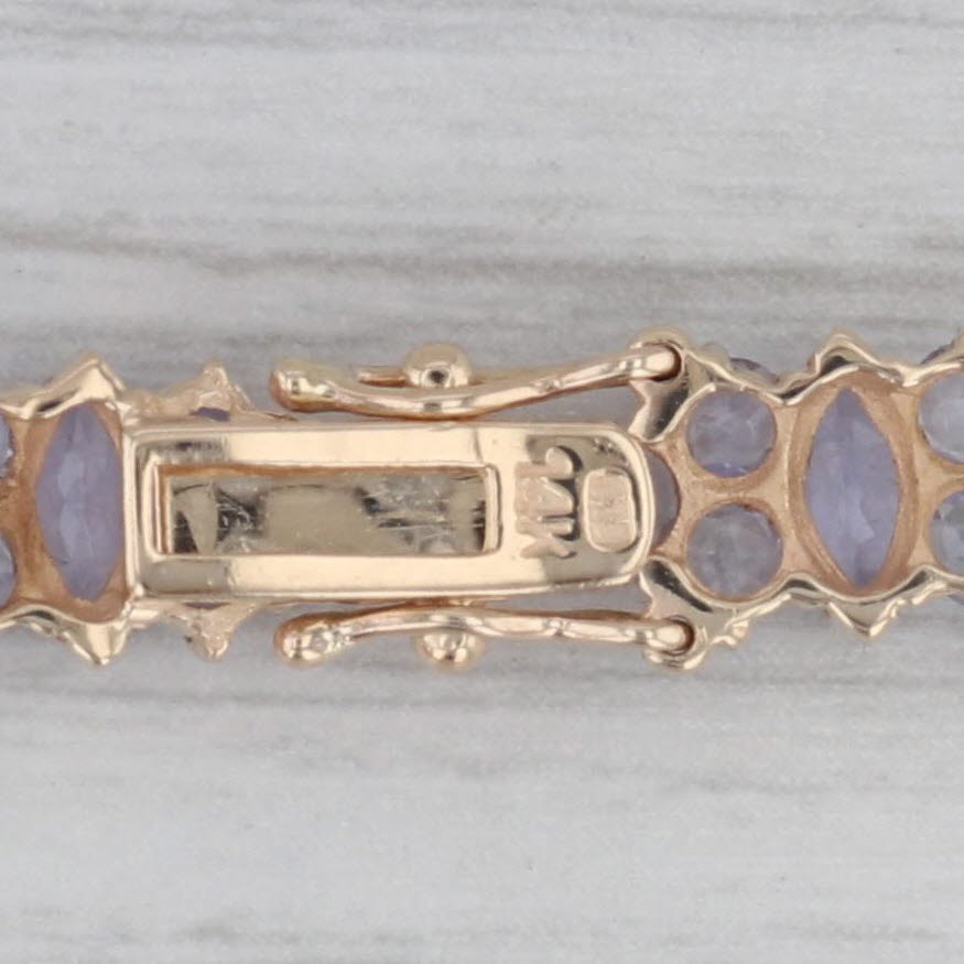 Gray 8.45ctw Tanzanite Cluster Tennis Bracelet 14k Yellow Gold 7.25"