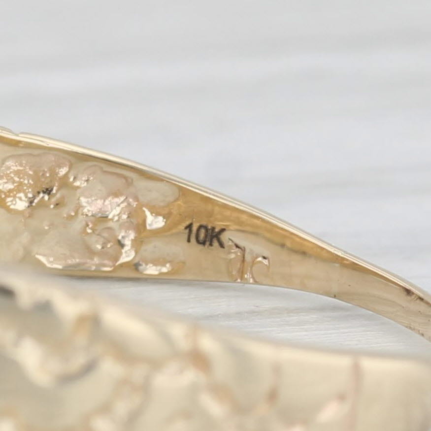 Light Gray Vintage Diamond 3-Stone Men's Ring Wedding 10k Gold Nugget Band Size 10.75