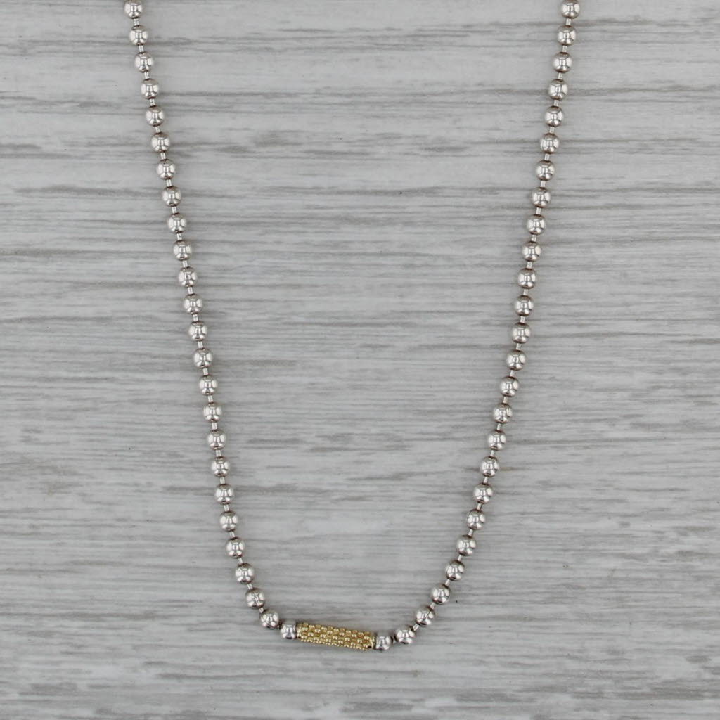 Lagos Caviar Station Bead Chain Necklace Sterling Silver 18k Gold 36" Long