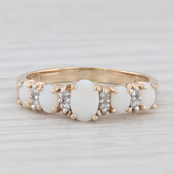 Opal Diamond Ring 14k Yellow Gold Size 8.5 Stackable