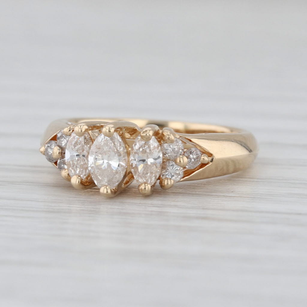 0.46ctw 3-Stone Marquise Diamond Ring 14k Yellow Gold Small Size 1.5