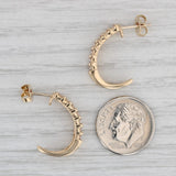 Gray 0.60ctw Diamond J-Hook Earrings 14k Yellow Gold Pierced Drops