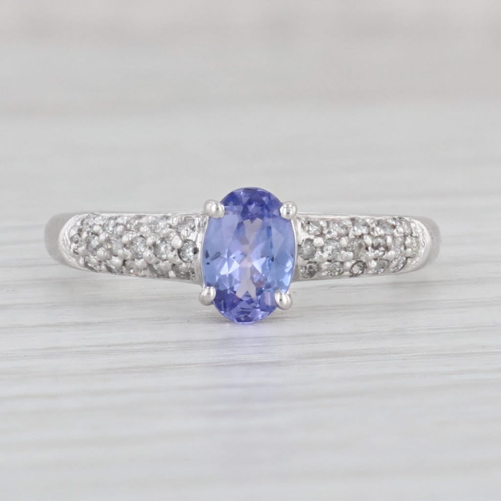 Light Gray 1ctw Oval Tanzanite Diamond Ring 14k White Gold Size 8 Engagement