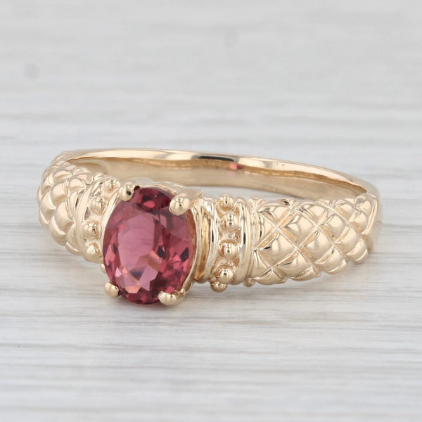 1.30ct Oval Pink Tourmaline Solitaire Ring 14k Yellow Gold Size 11