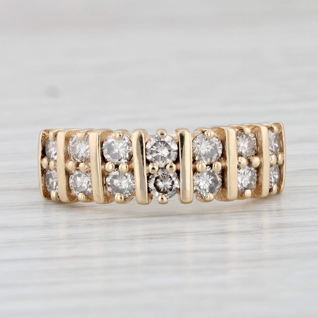 Light Gray 0.80ctw Diamond Ring 14k Yellow Gold Size 5 Wedding Anniversary Band Stackable