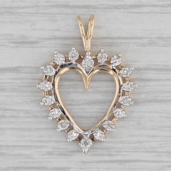 Diamond Accented Halo Open Heart Pendant 10k Yellow Gold